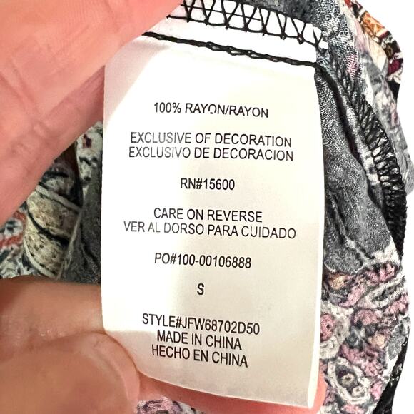 Mason & Belle SMALL Black Axelle Tie Front Top - Stitch Fix Boho Bead Detail - Picture 10 of 13